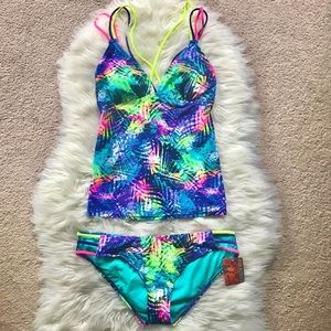 Joe Boxer Neon Multicolor Tankini Set